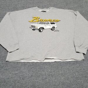 Ford Bronco Sweatshirt Mens XL Gray Double Sided Large Logos Crewneck **READ**